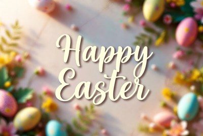 Happy Easter with Colored Eggs