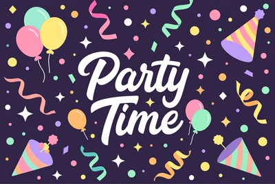 Party Time Clipart with Balloons