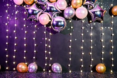 Purple Balloon Garland with Fairy Lights