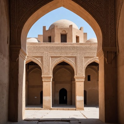 Islamic Archway Framing Mosque Dome