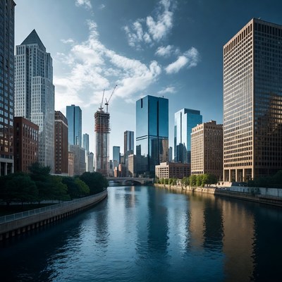Chicago River with Skyscrapers