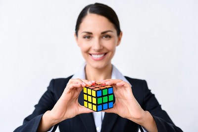Woman holding Rubik's cube