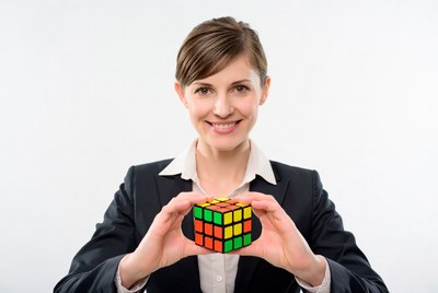 Woman holding Rubik's cube