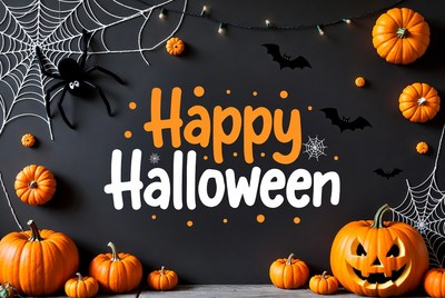 Happy Halloween Pumpkins and Spiders