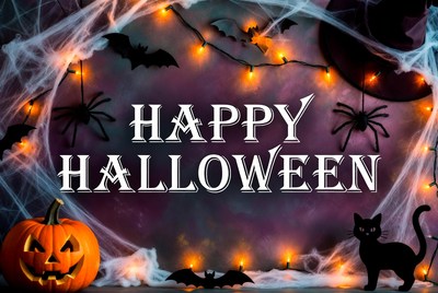 Happy Halloween with Pumpkin and Bats