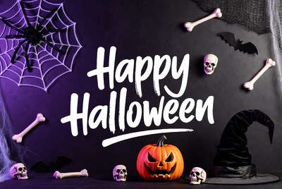 Happy Halloween with Pumpkin and Skulls