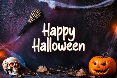 Happy Halloween with Pumpkin and Skull
