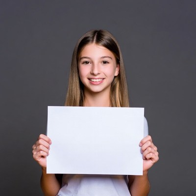Girl holding blank sign