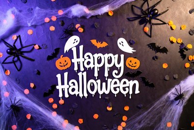 Happy Halloween with Ghosts Bats Pumpkins