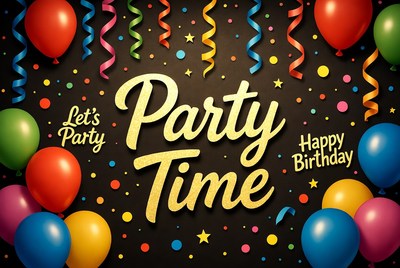 Let's Party Time Happy Birthday Balloons