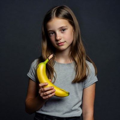 Girl holding yellow banana
