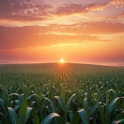 Sunrise over Corn Field