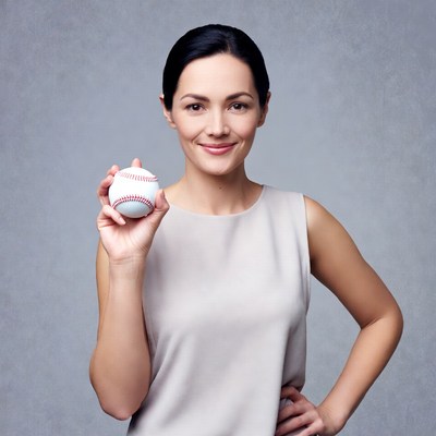 Woman holding baseball