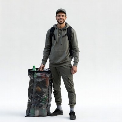 Man holding recycling bag