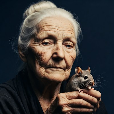 Elderly woman holding mouse