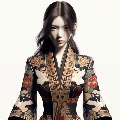 Asian woman in ornate kimono