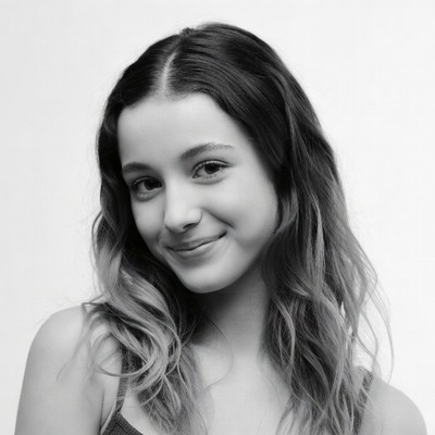 Smiling young woman with wavy hair