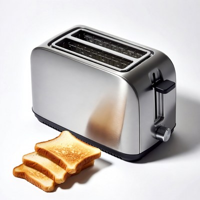 Silver Toaster with Toasted Bread Slices