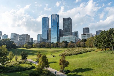 Modern Skyscrapers Over Autumn Park