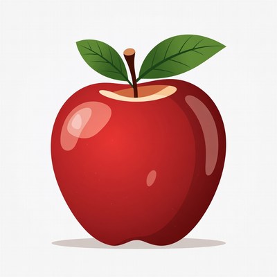 Red apple with green leaf