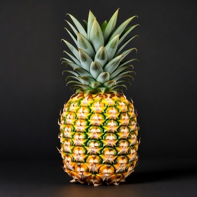 Fresh Pineapple on Black Background