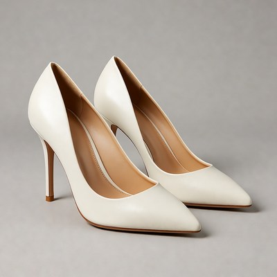White Pointed-Toe Stiletto Heels