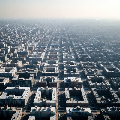 Aerial View of Dense City Grid