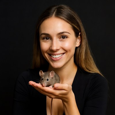 Woman holding pet rat