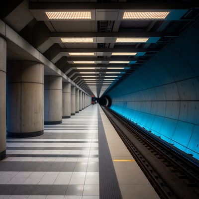 Empty Subway Platform Tunnel