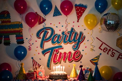 Party Time Cake with Balloons