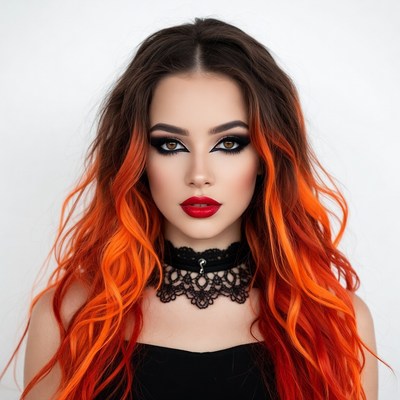 Woman with orange ombre hair and choker