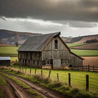 Old Barn in Rolling Green Hills