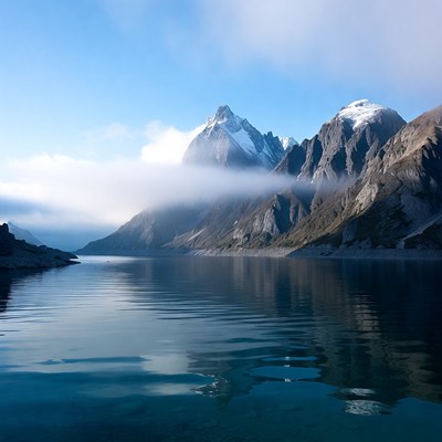 Snowy Mountains Reflecting in Lake