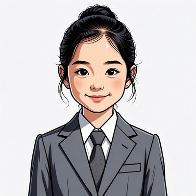 Asian girl in suit illustration