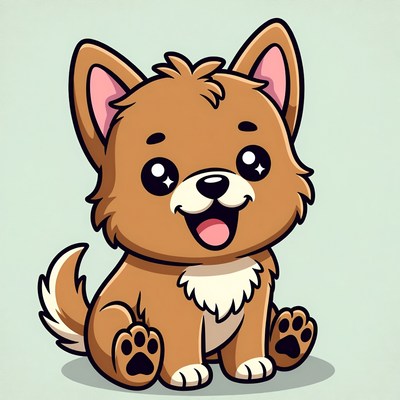 Cute cartoon puppy smiling