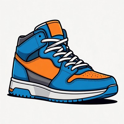 Blue Orange High-Top Sneakers Illustration