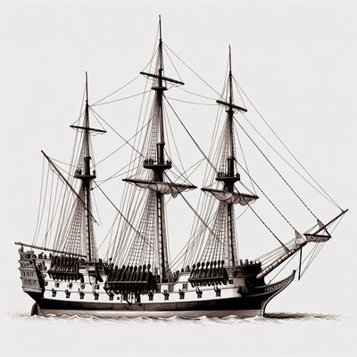 Sailing Ship with Crew