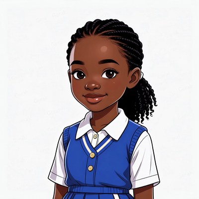 African girl in blue school uniform