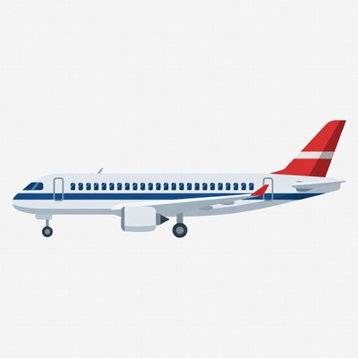 White Airplane with Red Tail