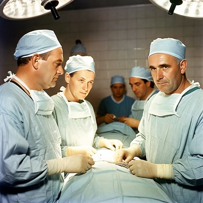 Surgeons performing operation in hospital