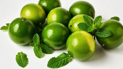 Fresh limes with mint leaves