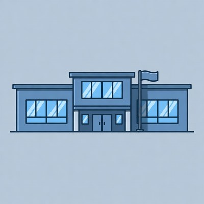 Modern Blue Line School Building