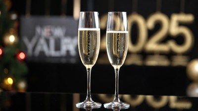 Two Champagne Glasses 2025 New Year