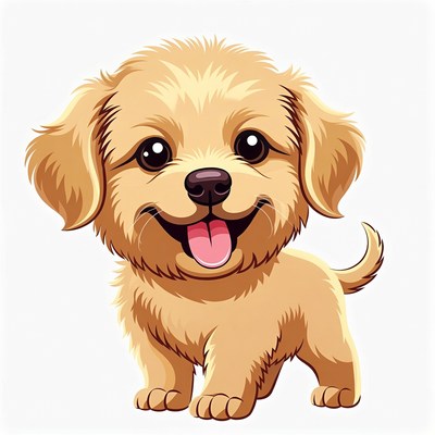 Cute fluffy golden retriever puppy illustration