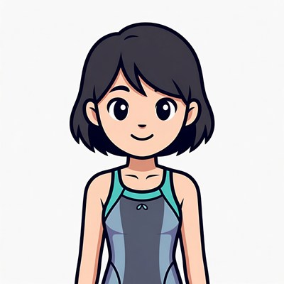 Asian girl in swimsuit illustration