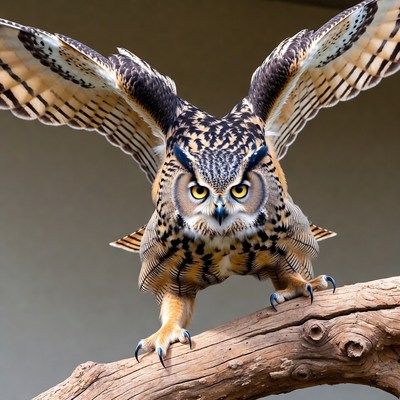 Great Horned Owl Spreading Wings