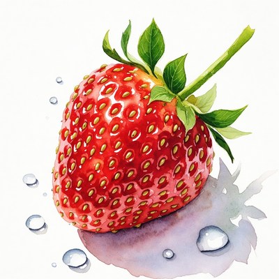 Fresh strawberry with water droplets