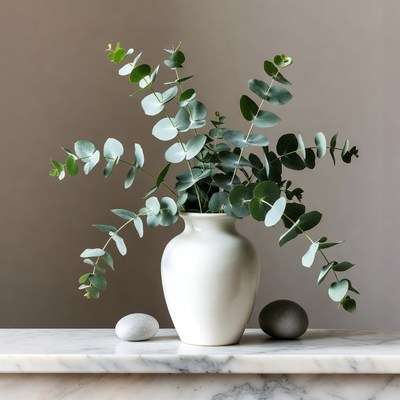 Eucalyptus Bouquet in White Vase
