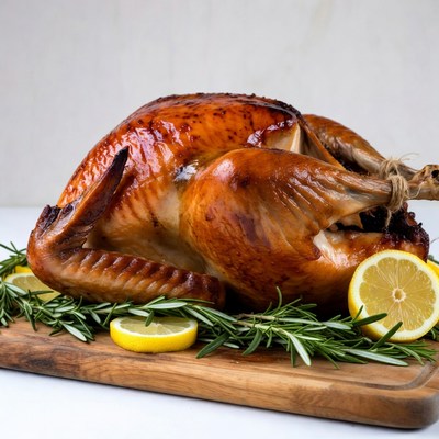 Roasted Turkey with Lemon Garnish