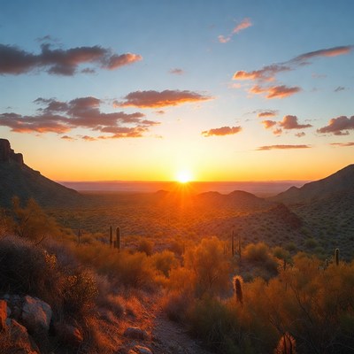 Sunset over Saguaro Desert Valley